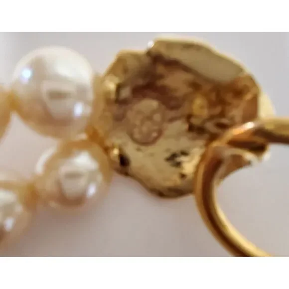 VTG KJL Avon Necklace Lion Head Clasp Faux Pearl 80's Kenneth J. Lane Signed - Picture 9 of 12